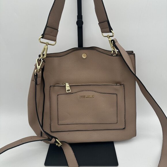 Steve Madden Taupe Pebble Leather Crossbody Bag With Gold Hardware - Picture 1 of 6